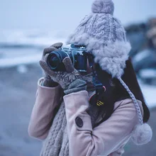 Модная женская зимняя Лыжная шапочка, вязаная, кроличья шерсть, защита ушек, уличная, зимняя, теплая, повседневная, Hairball Htas, шапка с помпоном