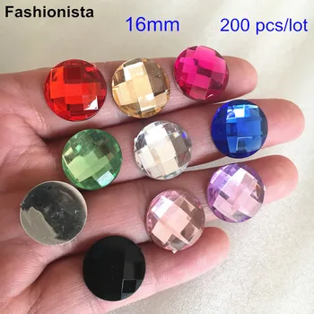 

16mm Round Flat Back Acrylic Rhinestone Beads,Plastic Faceted Rhinestone Cabochon,Jewelry Supplies,- 200 pcs, Free Shipping