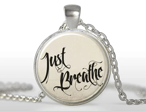2017 New Just Breathe Necklace Inspirational Quote Pendant Jewelry