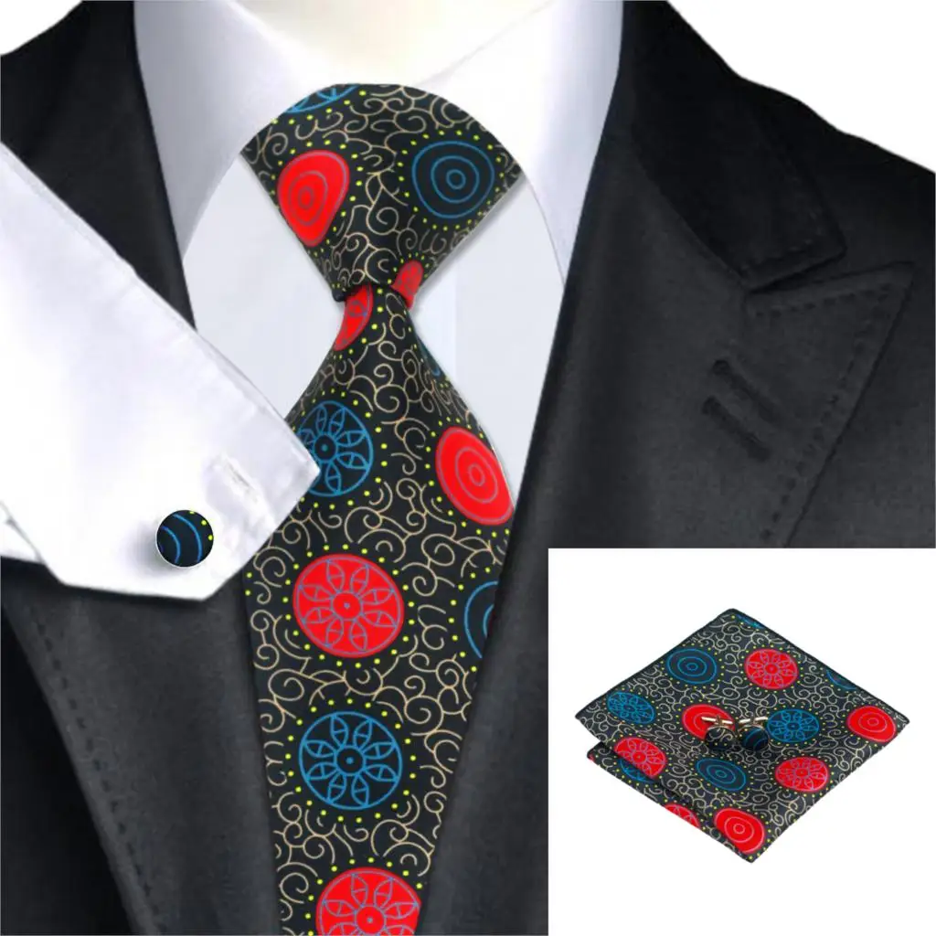 C 1274 Novelty Mens Ties Neck Ties Handkerchief Cufflinks New Fashion Dot Ties For Men Suits