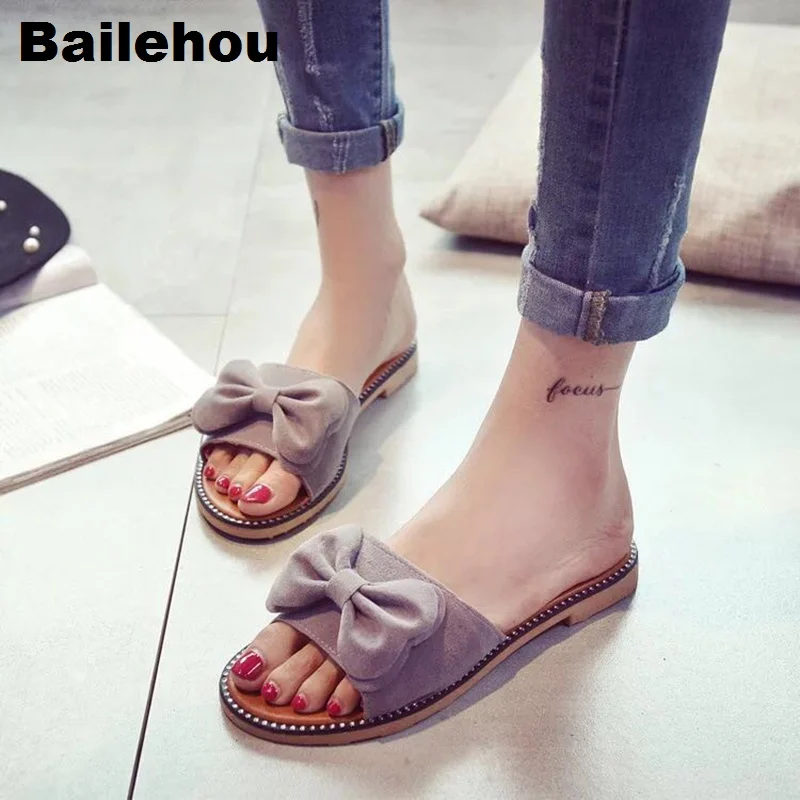 Bailehou/женские тапочки на плоской подошве женская повседневная обувь шлепанцы без