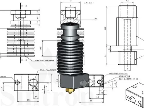 [SINTRON] 3d принтер полностью металлический j-головка Боуден Hotend 0,4 мм латунная насадка совместима с E3D V6