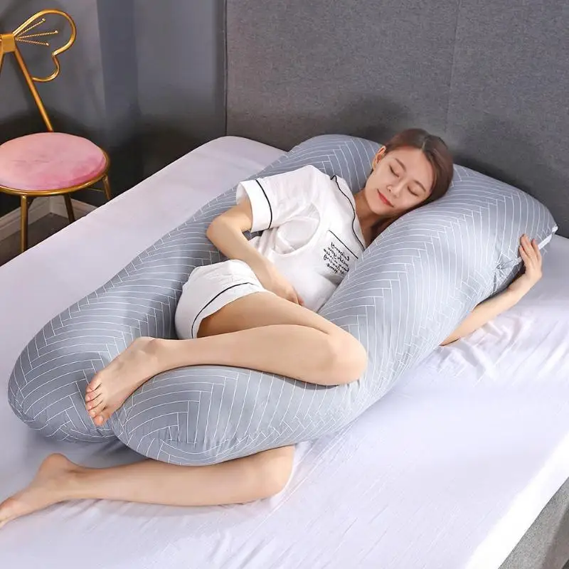 U-образные полосатые подушки для беременных женщин увеличивающие ширину подушки Поддержка для сна многофункциональная подушка для беременных женщин