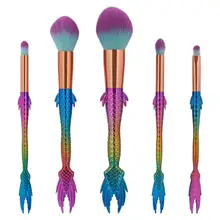 

5PCS Mermaid Shape Makeup Brushes Fish Scale Foundation Powder Eyeshadow Makeup Brushes Contour Blending Cosmetic Brushes