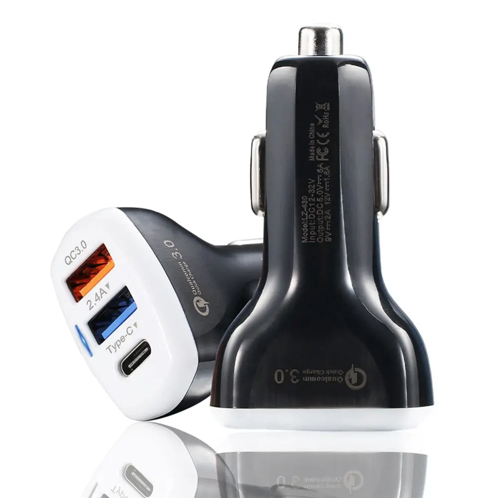 Car USB Charger Quick Charge 3.0 For Samsung S9 2.4A USB Phone Charger For iPhone XS MAX XR X Type-C PD + QC 3.0 Charger