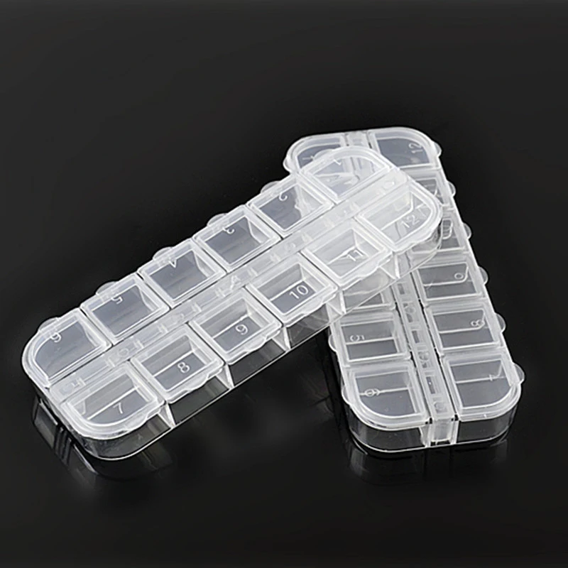 12 Отсек пустая пластиковая коробка прозрачная; Нейл-арт украшения чехол для хранения аксессуары для ногтей драгоценные камни стразы контейнер, инструменты
