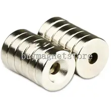 

10PCS Super Strong Round Neodymium Countersunk Ring Magnets 15 mm x 4 mm Hole: 5 mm Rare Earth N35 Neodymium 15*4