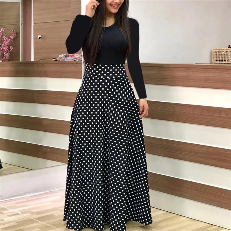 

Vintage Women Dress Hot Sale Women Floral Dress Long Sleeve Evening Party Dresses Autumn Flower Print Patchwork Ladies Dresses