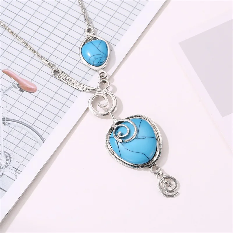 

National wind crack Songshi necklace Bohemian style exaggerated necklace retro snail heart necklace pendant