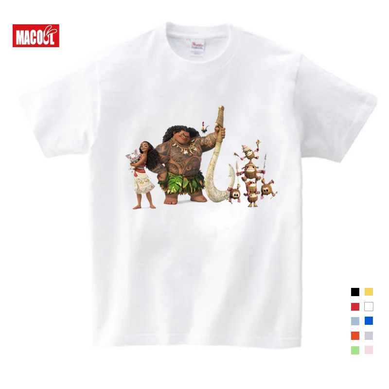 

100% Cotton Children's Summer T-shirts The Moana Child Short Sleeve T-shirt with Printing Character Pattern O-Neck T-shirt 3T-9T