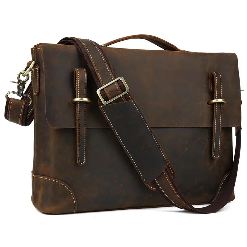 Luxury Italian Leather Briefcase for Men Messenger Shoulder Tote 14