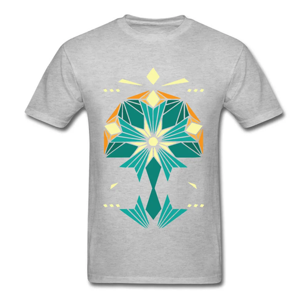 New Design geometric shine mandala Casual T Shirts Round Collar Pure Cotton Men Tops Shirts Short Sleeve Tee Shirts Summer/Fall geometric shine mandala grey