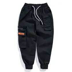 Тан 2019 человек Jogger камуфляж боковые карманы Свободные стиль для мужчин's Спортивные штаны Мода 2018 High Street Повседневные 4 цвета