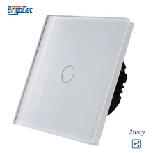 1gang 2way stair wall switch,white crystal toughened glass touch 2way light switch EU/UK standard AC110-250V Free shipping