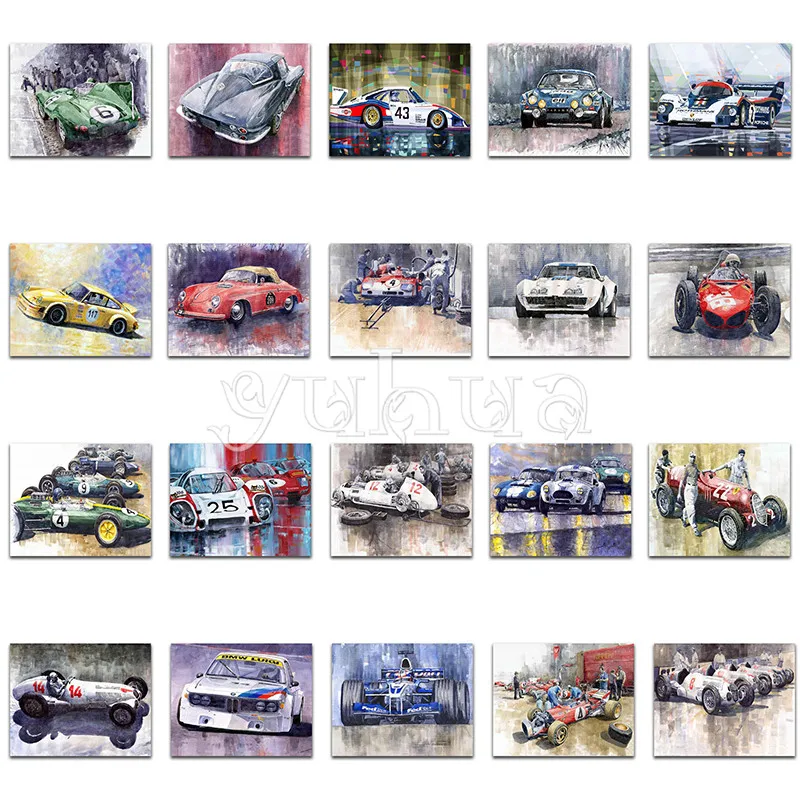 

5D DIY Diamond painting Cross stitch Cartoon Car Round Diamond mosaic VW Bus Art Full Square Diamond embroidery color Sports F1#