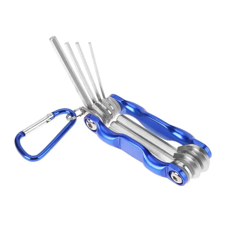 

6 pcs / batch portable folding allen key set of keys of metal internal metric allen wrench hex key set with takimlar Repair Tool