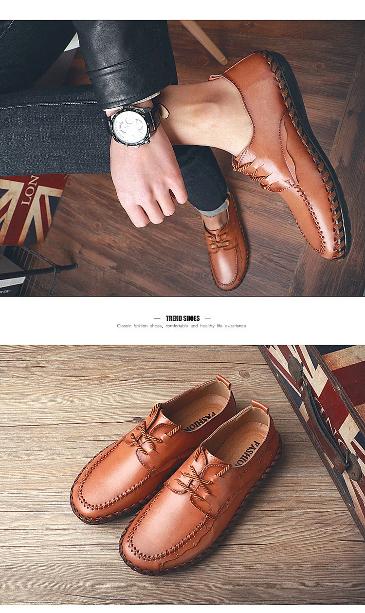 Модные мужские туфли ручной работы; повседневные дышащие удобные лоферы из мягкой кожи; обувь для вождения; Мокасины на шнуровке в стиле ретро; SD-46