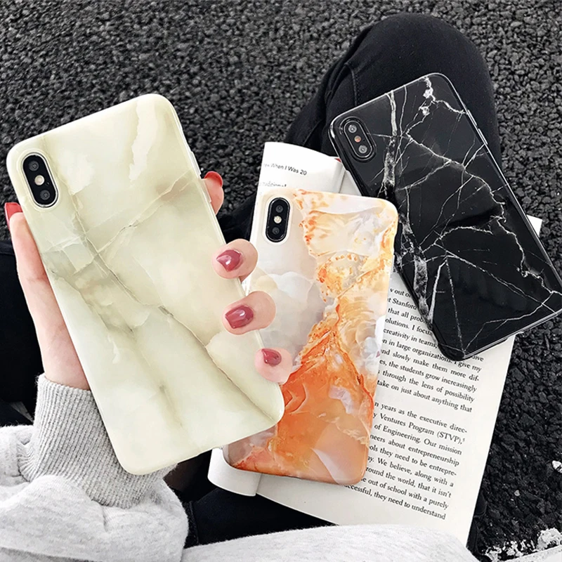 

LOVECOM Vintage Phone Case For iPhone XR XS Max 6 6S 7 8 Plus X Soft IMD Luxury Marble Full Body Phone Back Cover Cases Gifts
