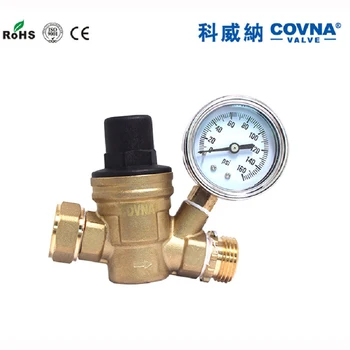 

Water Pressure Regulator, Brass Lead-free Adjustable RV Water Pressure Reducer with Guage