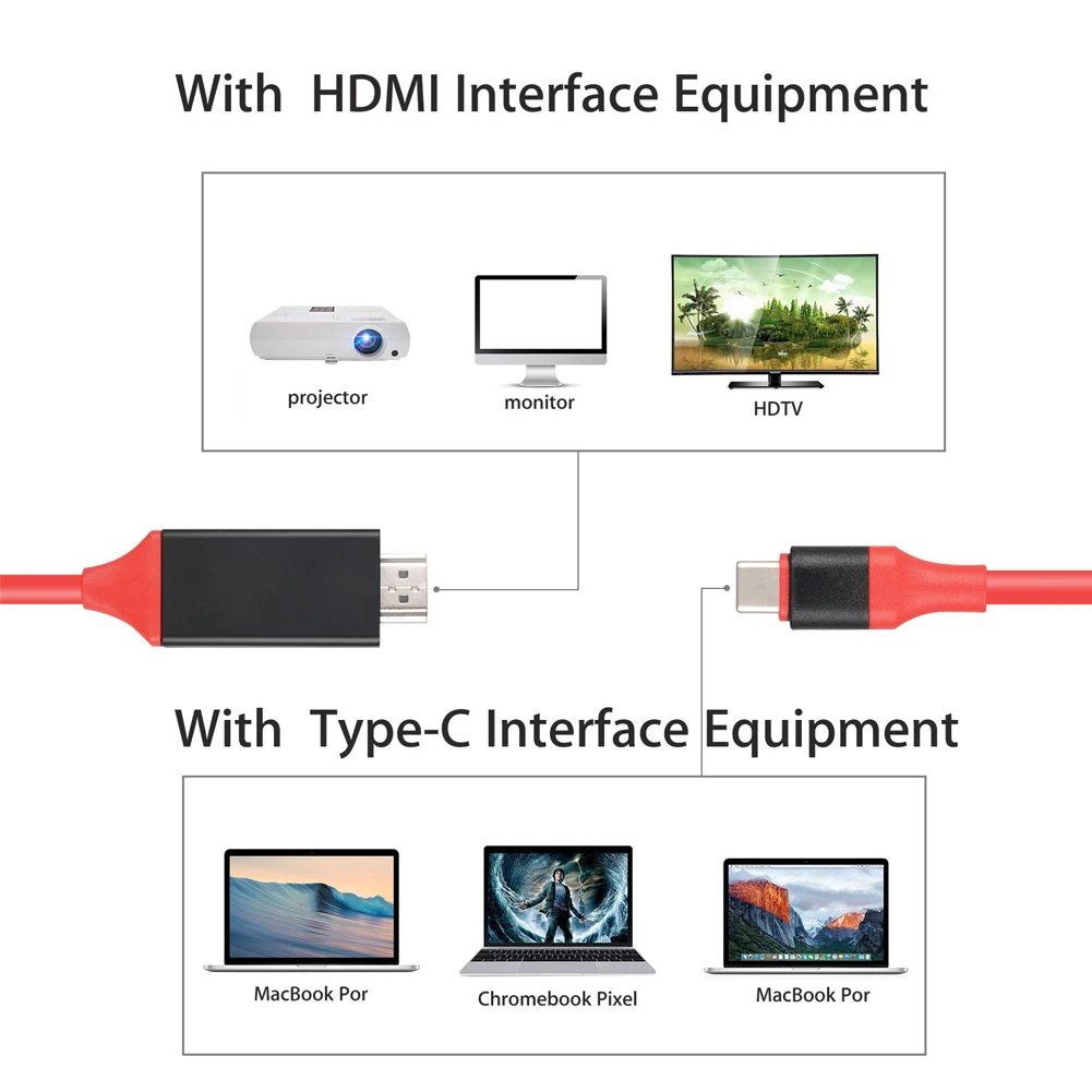 Горячая USB 3,1 Тип C телефон к HDMI ТВ/HD ТВ Видео кабель для Samsung Galaxy S8 красный