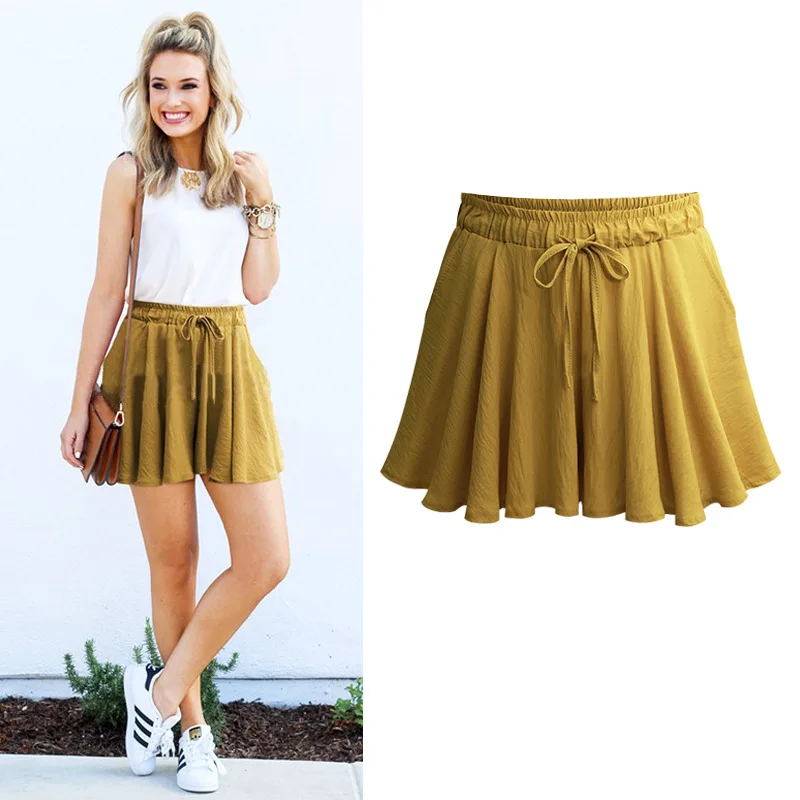 2017 Summer Plus size M-5XL Short women Wide Leg Female Shorts Casual Loose Ladies Elastic waist With Pocket Short pants Shorts