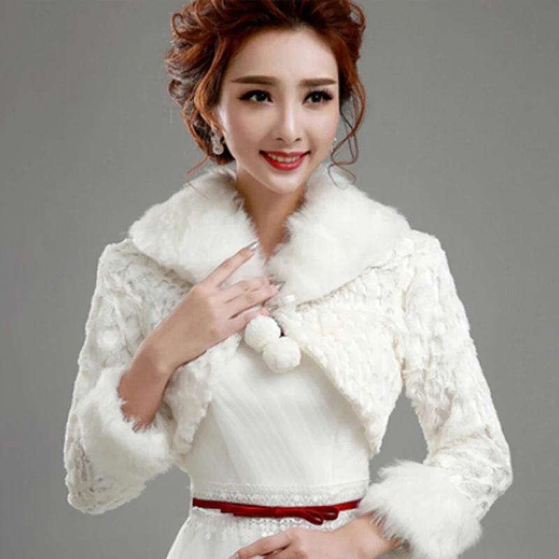 winter spring new 2016 white faux fur wedding jacket shawls 20 styles