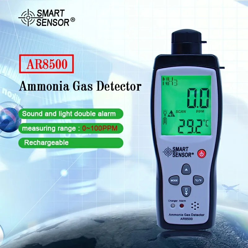 Дитигал аммиачный газ NH3 детектор Измеритель Тестер AR8500 диапазон монитора 0 100PPM