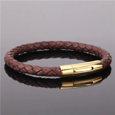 Mcllroy кожаный браслет/для мужчин/для женщин/Плетеный/Ювелирные изделия/браслеты и браслеты мода нержавеющая сталь застежка Магнит Браслет homme - Окраска металла: Style  B
