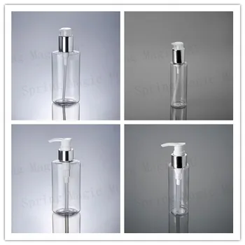 

120ML Transparent PET Bottle With Bright Silver Ring Lotion Pump Empty Plastic Cosmetic Bottle,Skin Care Emulsion/Essence Bottle