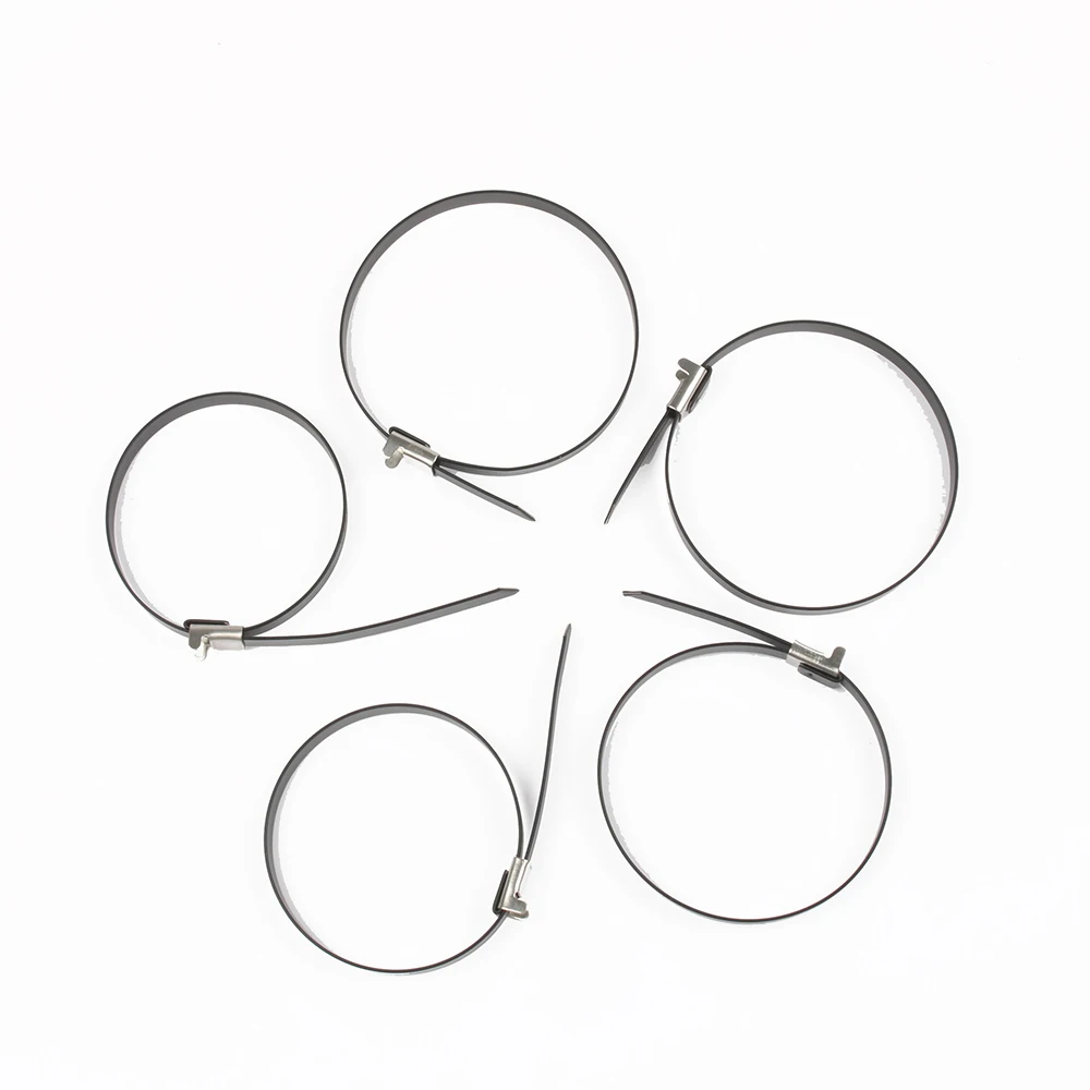 Inoxidável Zip Pvc Revestimento Forte Grau Metal Cabo Laços Tie Envoltórios 8*750 8mm 8x750 Aço 6 Fixadores de cabo