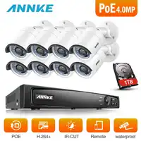 ANNKE 8CH 6MP POE Video Security System With 8pcs 4mm 4MP 1688*1520 Outdoor Weatherproof Night Vision Cameras P2P Onvif NVR Kit
