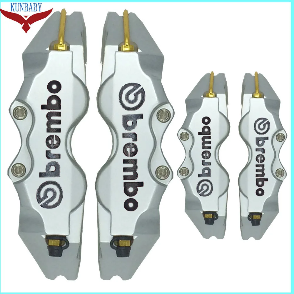 Kunbaby ABS пластик с хромированным Карбоновым Brembo логотип дисковый тормозной суппорт Чехлы Размер L/M/S модель 3 Автомобиль Стайлинг Новая мода - Название цвета: Silver