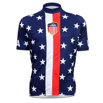 

Alien SportsWear USA Pentagram Pattern Men Short Sleeve Cycling Jersey Ropa Ciclismo Blue Cycling Clothing Size XS To 5XL