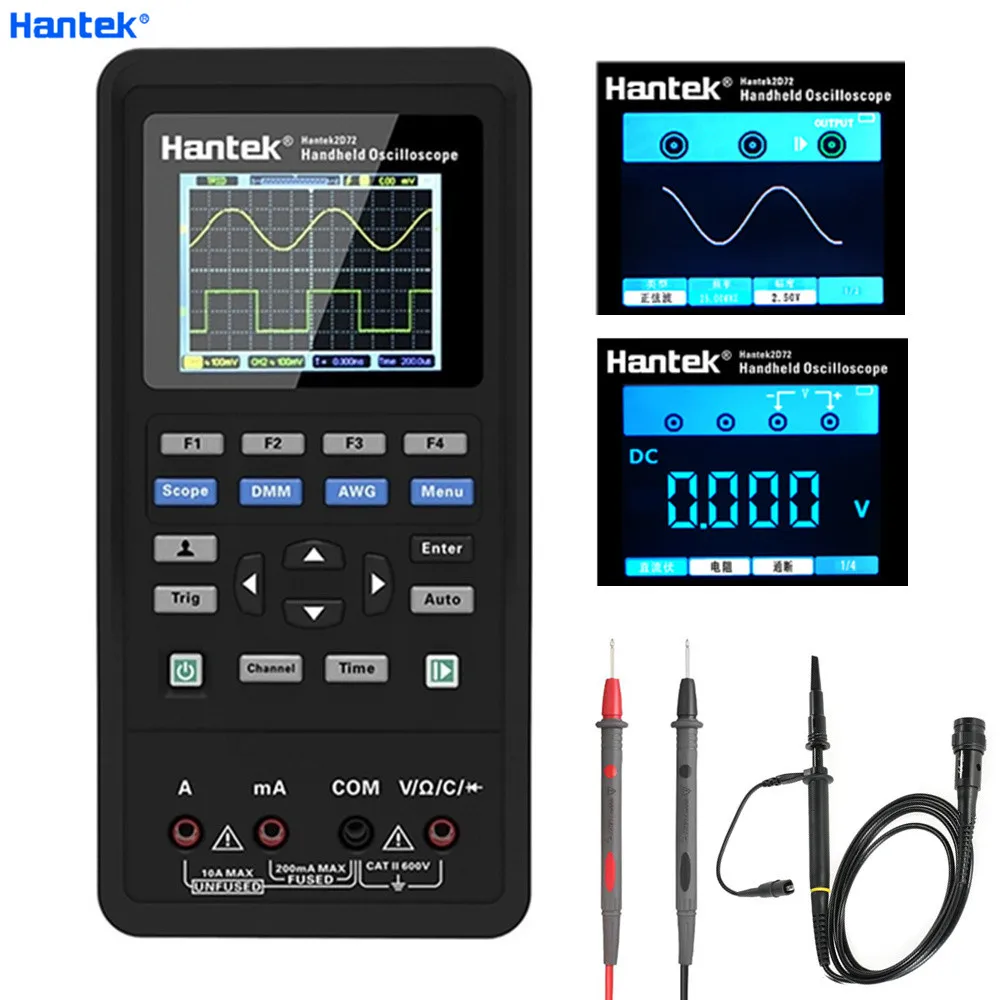 Цифровой осциллограф Hantek 3 в 1 портативный USB мультиметр с 2 мя каналами + генератор