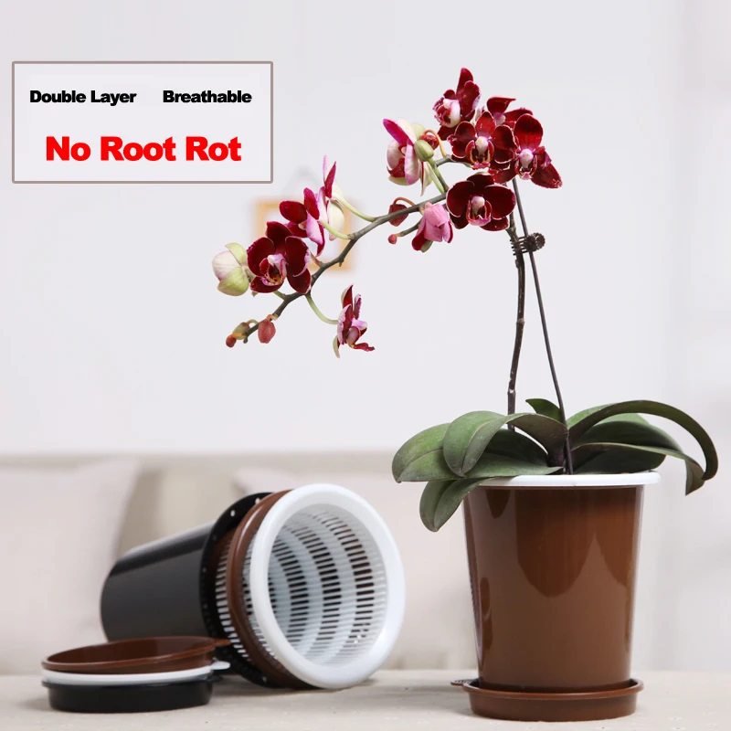 Meshpot 5 6 8 Inches Plastic Orchid Pot With Holes,Flower Pot Planter Pot Garden Pot Orchid Planter Container,Excellent Drainage