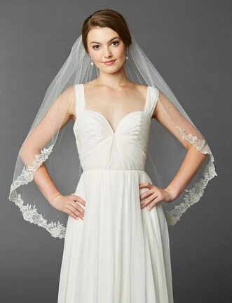 In Stock Short Weding Veil One Layer Simple Newest Fashionable Bridal With Lace hem | Свадьбы и торжества