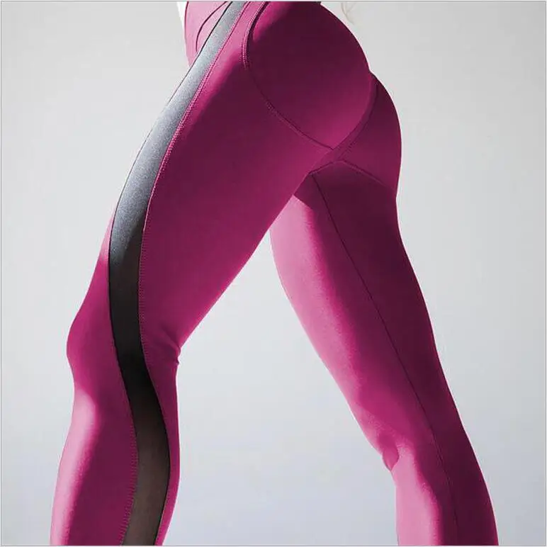 Женские леггинсы из спандекса эластичные леггинсы для фитнеса с эффектом пуш-ап Модные женские розовые леггинсы для тренировок размера плюс - Цвет: Розово-красный