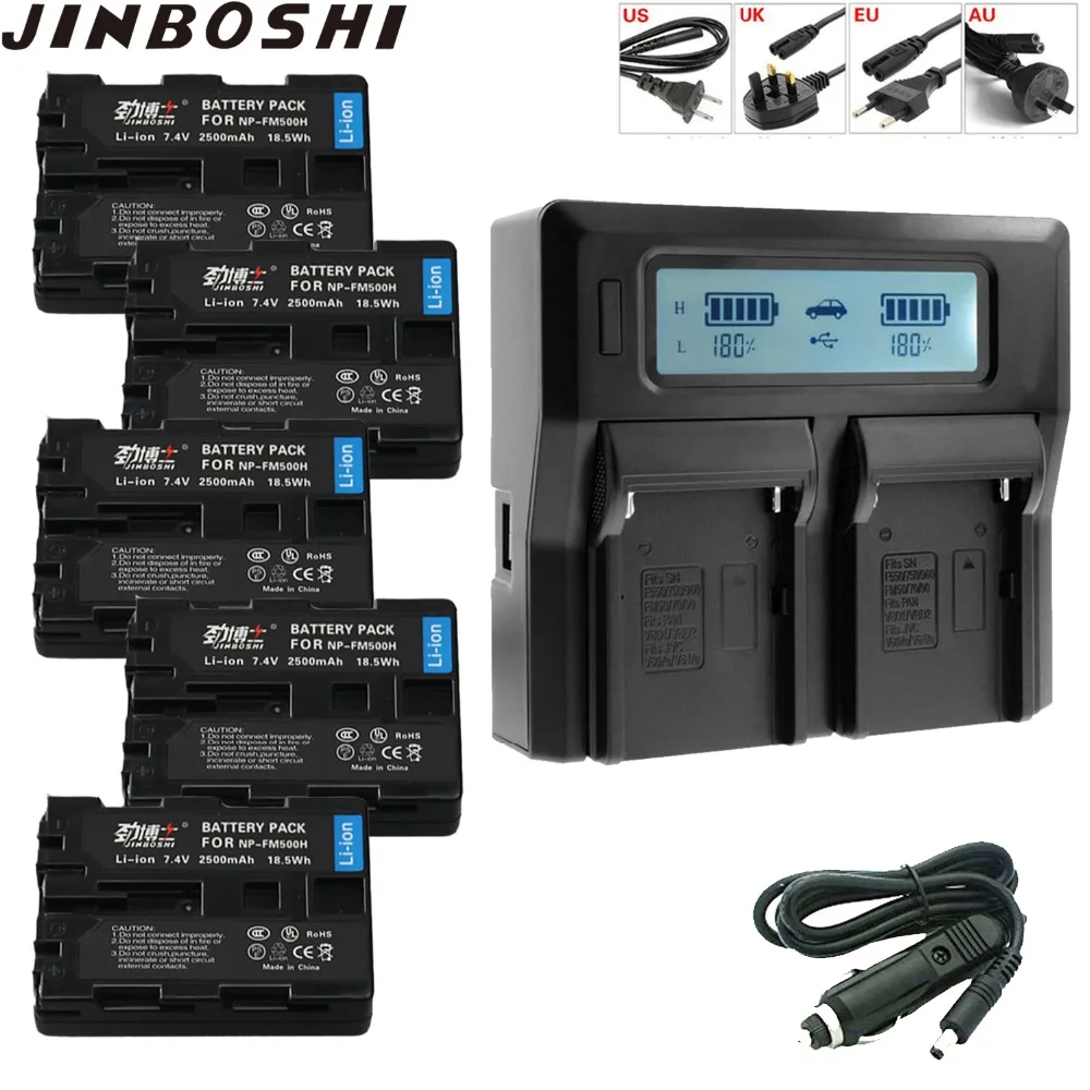 

5x NP-FM500H Battery + LCD Charger For Sony DSLR-A900 A850 A700 A580 A560 A550 ILCA-77M2 99M2 SLT-A99 A77 II A57 A58 A65 Camera