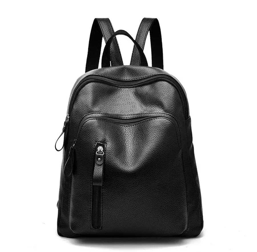 COOL WALKER Women Backpack Fashion Black PU Leather Ladies Feminine