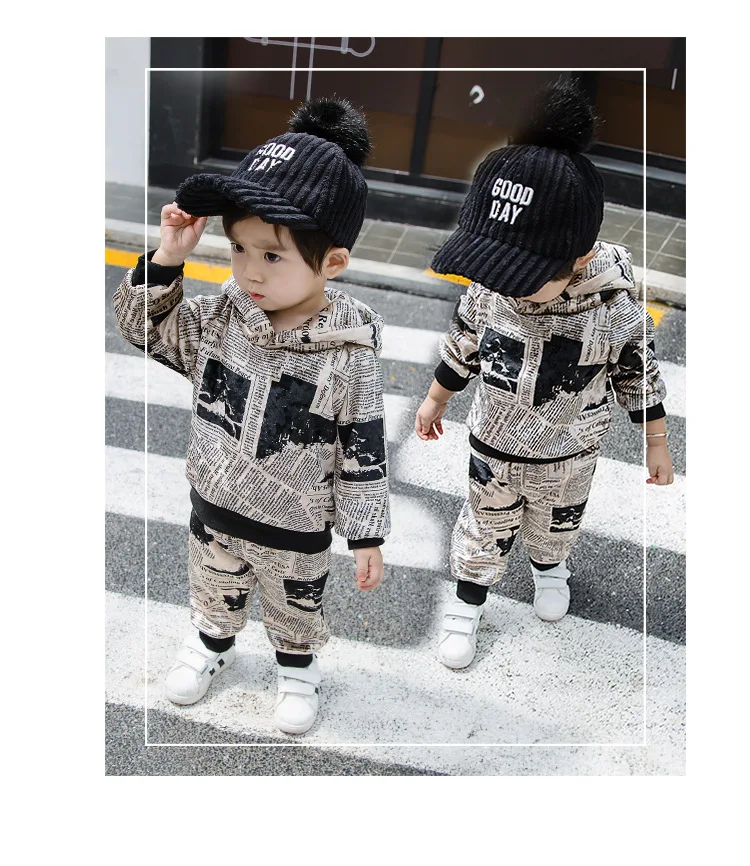

Winter Children Boys Clothing Sets Cotton Long Sleeve Paper Sets Kids Clothes Tracksuit Baby T-Shirt Pants 2 Pcs/Suit