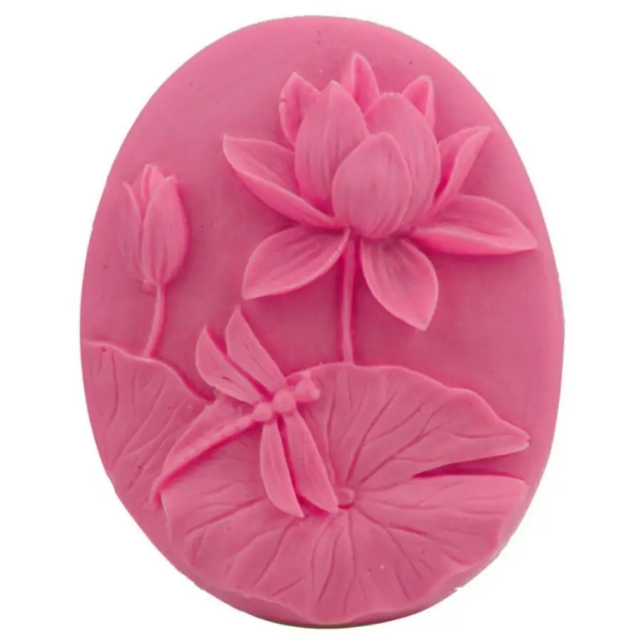 4 Hole Lotus Dragonfly Natural Soap Handmade Soap Mold Silicone Modeling Tool Pastry Arts Decorative Kitchen Accessories