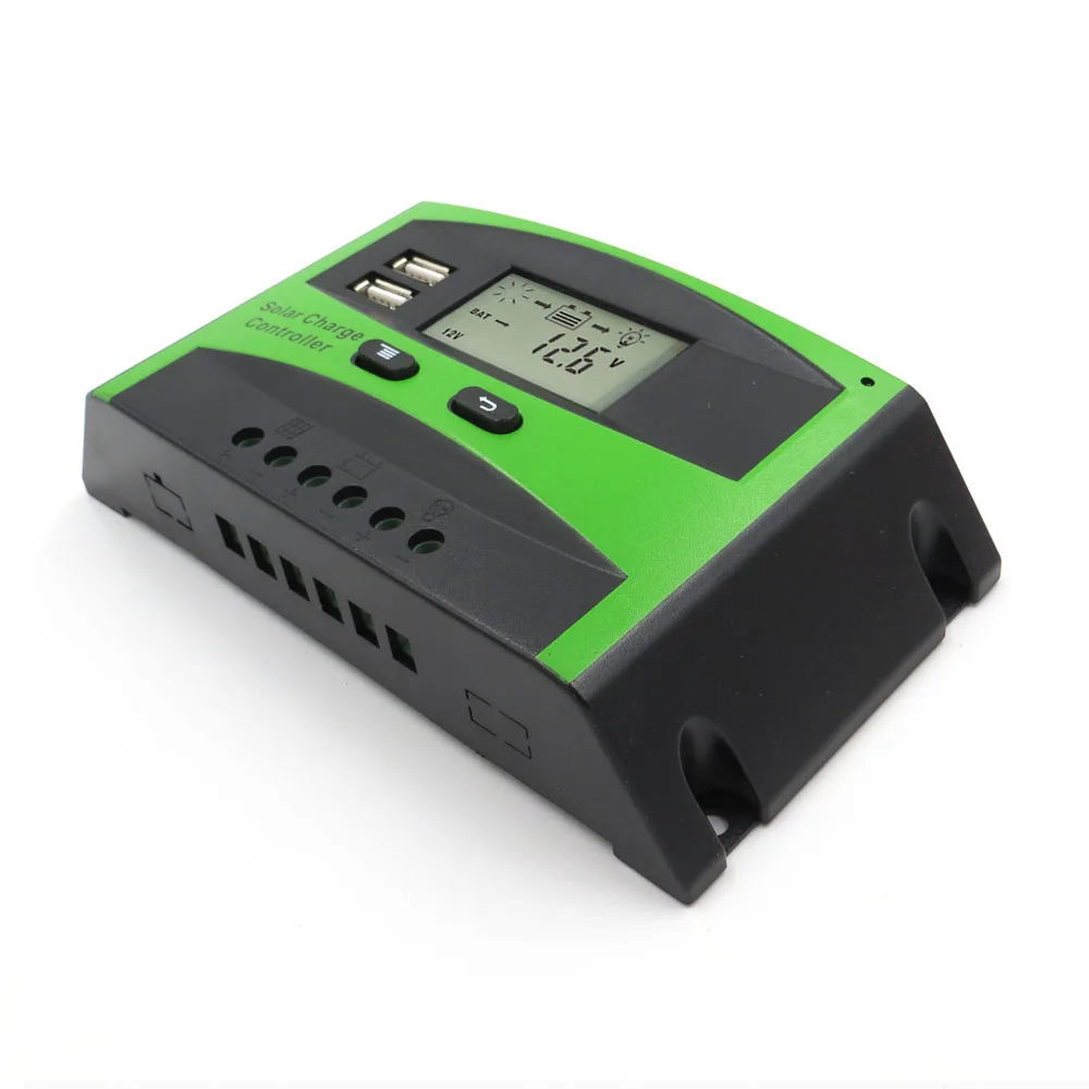 

Solar Controller 10A 20A 30A 12/24V Solar System generator Battery Cell Panel Charger Regulator with two USB 5V