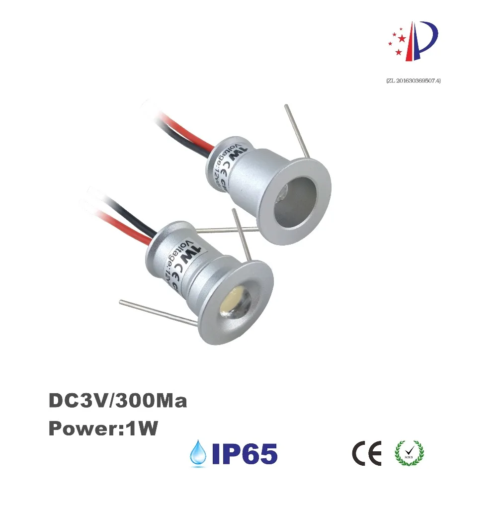 

LED Spot Light 1W Bookcase Cabinet Lamp 15mm Cutout DC3V/300mA Input Stairs Indicating Light 30D/120D Downlight 9pcs CE list
