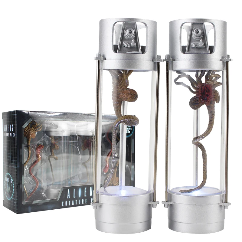 

14cm NECA Alien VS Predaor Figure Toys Creature Pack Facehugger Xenomorph Stasis Chambers Feature LED AVP Model Toys