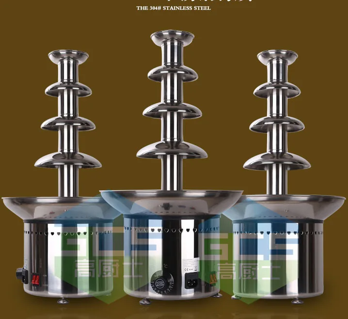 Free Shipping cost 60cm 4 Chocolate Fountain Stainless Steel Auger Self Melting