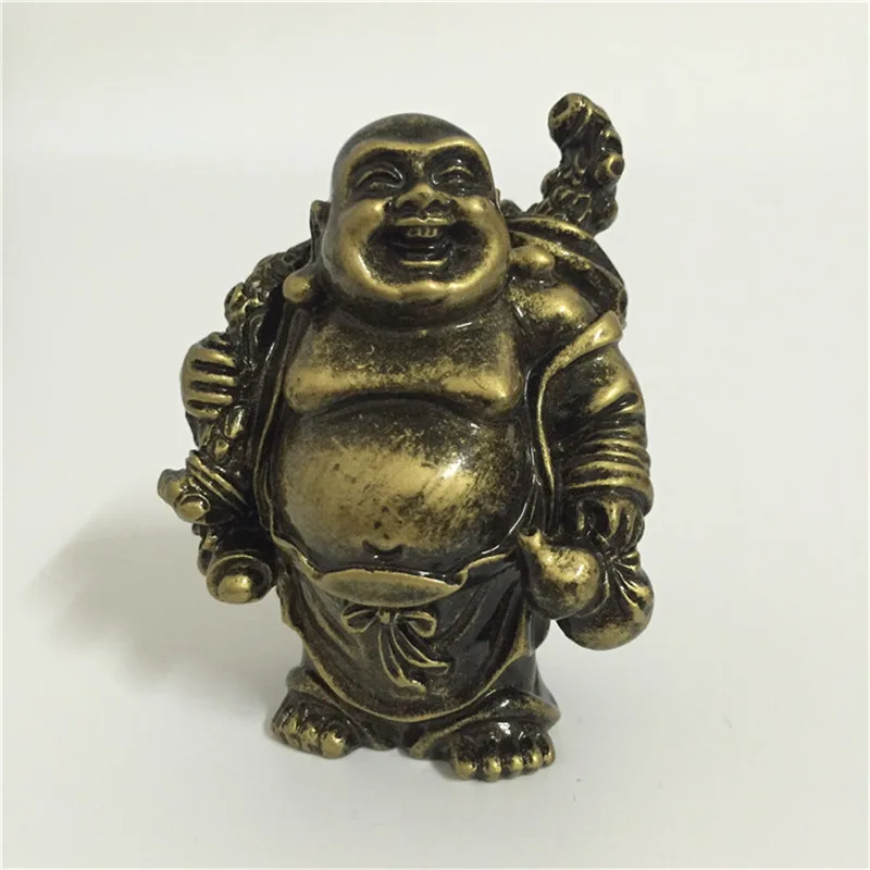 39MM Collect Curio Chinese Small Bronze Buddhism Maitreya Happy Buddha Statue
