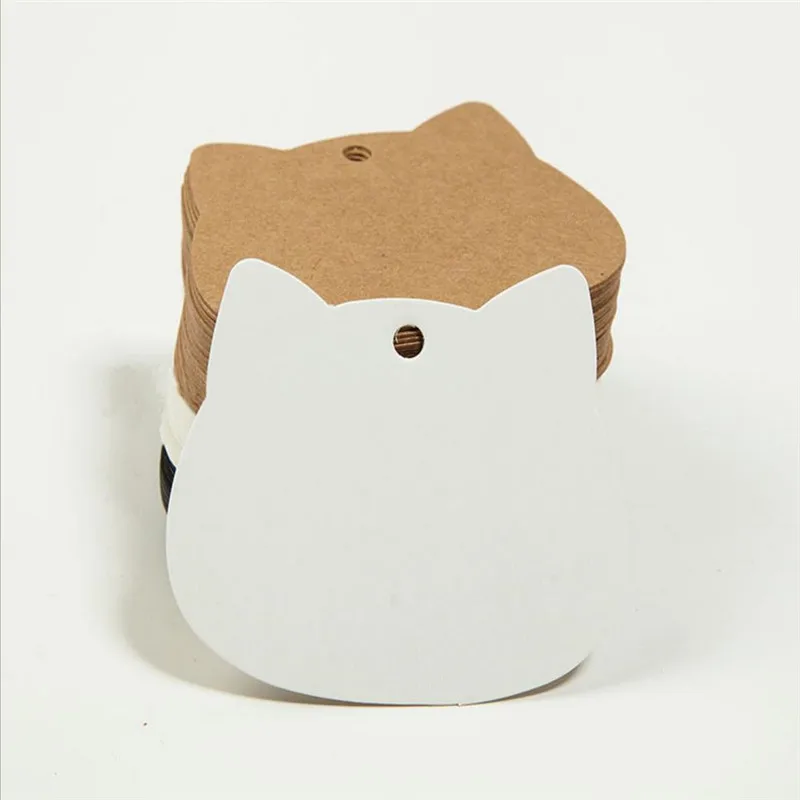 100 шт. бирки из крафт-бумаги в виде головы кошки | Дом и сад