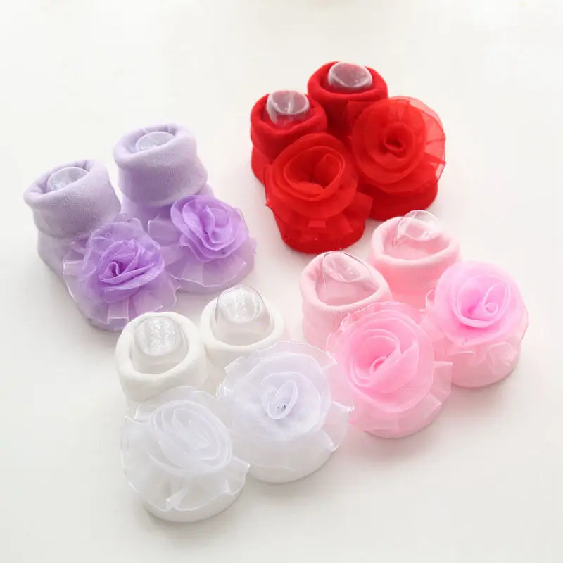 

1 Pair Cute Baby Girl Infant Toddler Soft Princess Lace Rose Flowers Cotton Socks