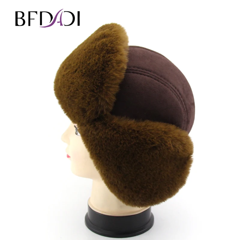 

BFDADI 2019 Boys Caps Bomber Hats 3 Colors Winter Hat Russian Thick Warm Solid Soft Windproof Ear flap Ushanka Hat Size 52-56