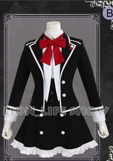 DIABOLIK LOVERS Yui Komori Uniforme Scolaire; костюм для косплея; 2 цвета - Цвет: Black Silver Button